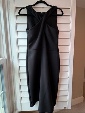 Ann Taylor Black Cross-Front Midi Dress